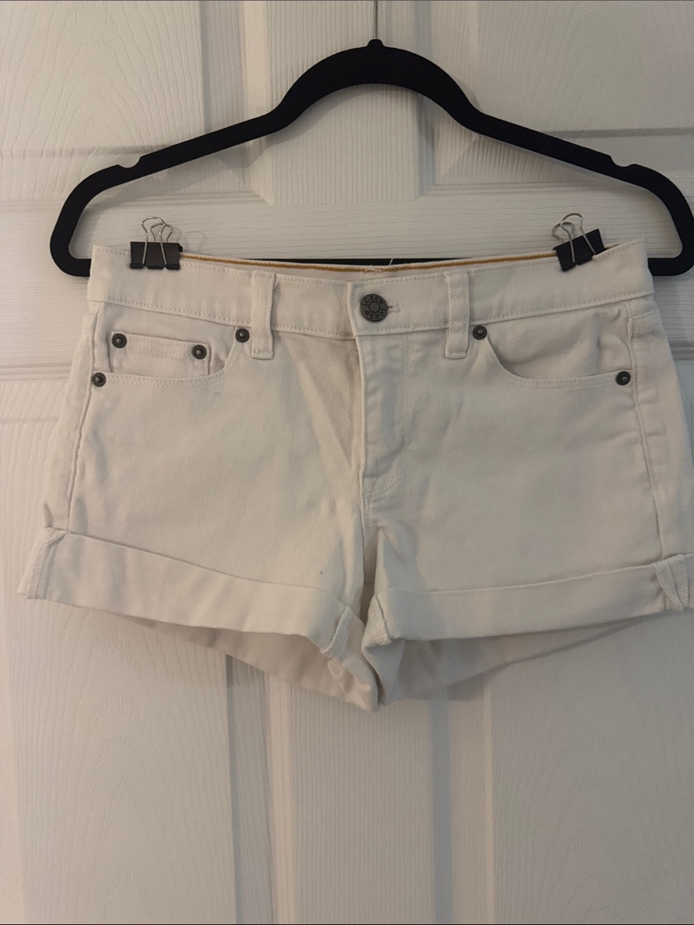 J. Crew White Cuffed Denim Shorts